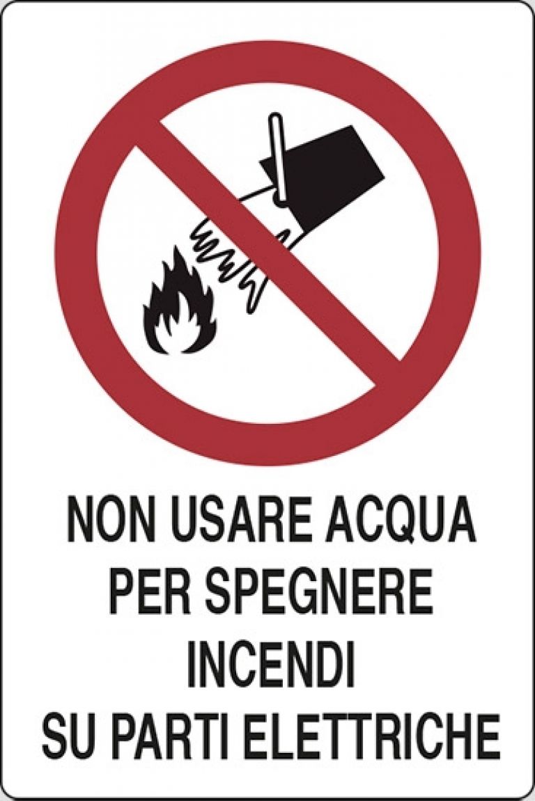 Non usare acqua per spegnere incendi su parti elettriche